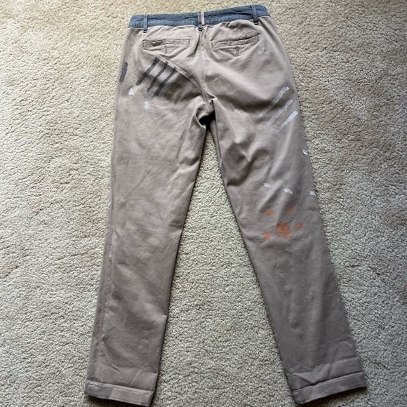 Anthropologie Pilcro Pants Womens 26 Hyphen Chino Artist Patchwork Paint Art Y2K - Picture 2 of 9